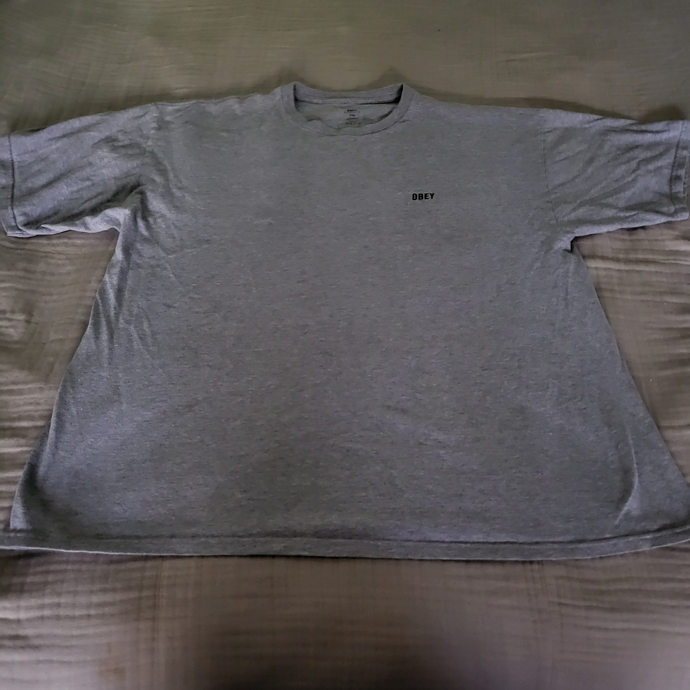 Obey Grey Men 2XL Rise Above Obey 1989 Cotton Used Shirt 032025